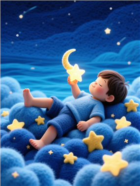 可爱毛毡风卡通星星男孩图片